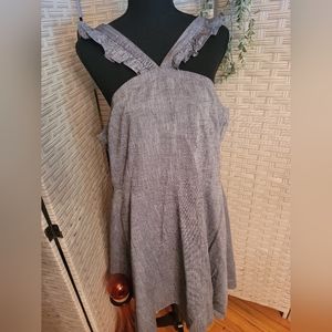 💥Cremieux size 14 ruffle strap grey mini dress